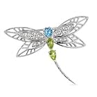 Gordon's Jewelers Blue Topaz and Peridot Dragonfly Brooch in Sterling Silver... by 