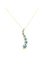 14K Yellow Gold Blue Topaz Journey Pendant