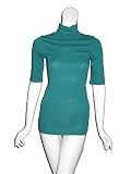 MICHAEL STARS Elbow Slv Turtleneck Top in Jade