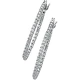 14K White Gold Diamond Hoop Earrings