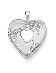 Genuine IceCarats Designer Jewelry Gift Sterling Silver 20Mm D/C Butterflies Heart Locket