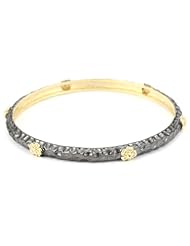 Freida Rothman Belargo Jewelry "MERCER" Two Tone Flower Station Bangle Bracelet