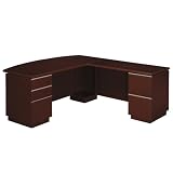 Bush Furniture Milano Right L-Desk 72-Inch Full Ped, Harvest Cherry