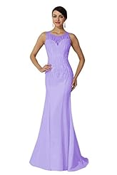 Mermaid Satin Floor Length Illusion Beaded Prom Dress/Wedding Dress 