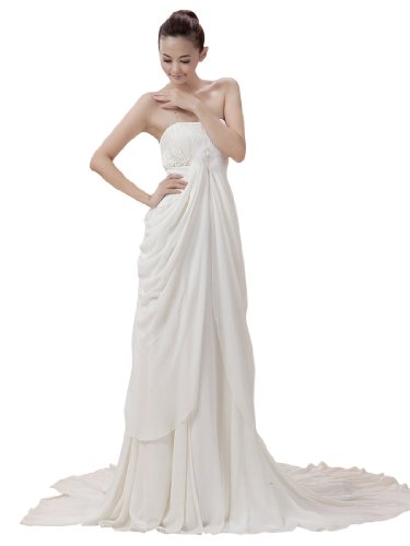Topwedding Strapless Empire Chiffon Wedding Dress with Draping