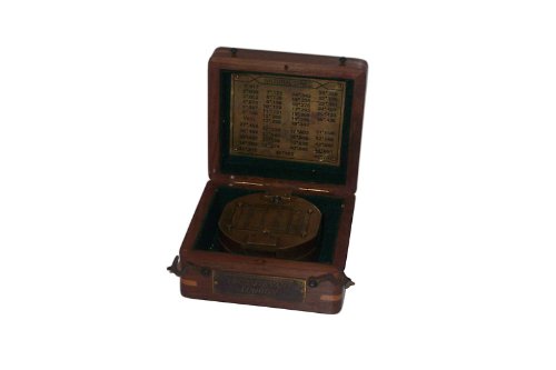 Brass Compass in Wood Box