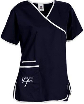 New York Yankees Women's Mock Wrap Scrub Top