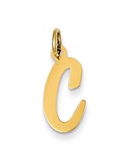 14K Yellow Gold Medium Script Initial C Charm Pendant