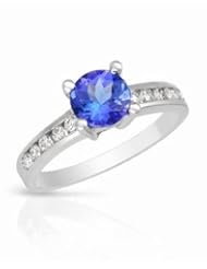 14K White Gold Tanzanite and Diamond Ring -- LIFETIME WARRANTY