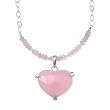 .925 Silver & Rose Quartz Heart Necklace- 17"