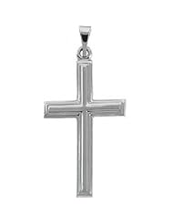 14k White Gold Christian Cross Pendant - 24mm New