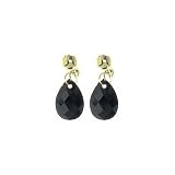 18kt Gold over Sterling Silver 7x10 Black CZ Briolette Drop Earrings