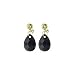 18kt Gold over Sterling Silver 7x10 Black CZ Briolette Drop Earrings