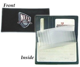 New Jersey Nets Embroidered Leather Checkbook Cover
