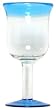 Hand Blown Glass with Sea Blue Rim Wine Glass 7.25"H 10oz Set of Four