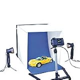 Adorama De-Shadow Box, Table Top Photo Studio In-A-Bag, with 16" x 16" Soft Light Box, Halogen Lamps, Blue Background Sweep, Custom Carrier & Camera Stand