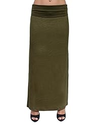 Apparel: Gorgeous Womens Rayon Span Full Length MAXI SKIRT: Olive (SMALL)