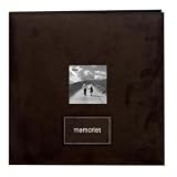 Pioneer 12 Inch by 12 Inch Postbound Embroidered Patch Faux Suede Frame Front Memory Book, Dark Brown Pioneer 12 Inch by 12 Inch Postbound Embroidered Patch Faux Suede Frame Front Memory Book, Dark Brown