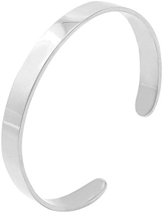 Mens 14kt White Gold Open Cuff Bangle Bracelet High Polished 7mm