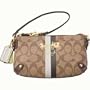 Coach Heritage Stripe Capacity Wristlet Bag Purse 42382 Khaki Mahogany