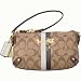 Coach Heritage Stripe Capacity Wristlet Bag Purse 42382 Khaki Mahogany