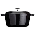 Kitchen Craft Molten Cast Iron Black Round Casserole with Lid, 6 Litres, 28cm x 13cm