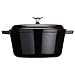 Kitchen Craft Molten Cast Iron Black Round Casserole with Lid, 6 Litres, 28cm x 13cm