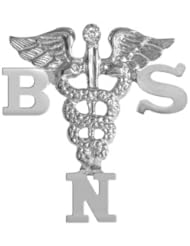 NursingPin - Bachelors of Science in Nursing BSN Graduation Pin with Diamond in Silver