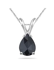 1/2 (0.46-0.55) Cts of 6.06x4.99 mm AAA Pear Rose Cut Black Diamond Solitaire Pendant in 14K White Gold