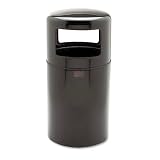 Atrium Dome Top Waste Container, Round, Fiberglass, 28gal, Black