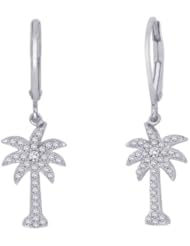 14K White Gold 1/3 ct. Diamond Palm Tree Earrings