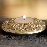 NOVICA Candleholders Golden Diwali (pair)