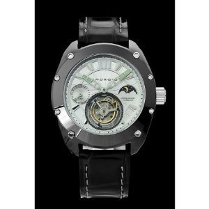 Android Men's Virtuoso 45 Ceramic Limited Edition Mechanical GMT Tourbillon Leather Strap Watch