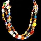 Beautiful 3 Strand Multi-color Glass Bead Choker Necklace Image