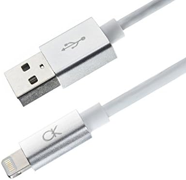Akiko® Apple MFI Certified Cable (White) 6 ft Aluminum Head Lightning 8-Pin to USB Charger and Data Sync Cable Made for iPhone 6 6 Plus 5S 5C iPad Mini Air iPod