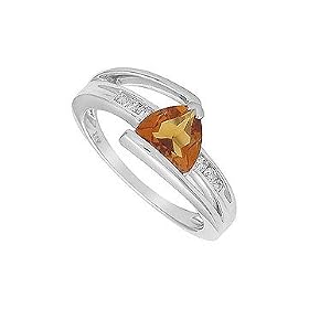 Buy 1.20ct tw Diamond and Citrine Ring in 14K White Gold by Tri Jewels