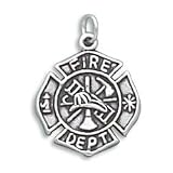 Sterling Silver Firefighter Maltese Cross Charm