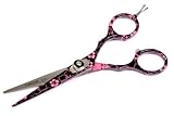 CANDURE® - Professional Hairdressing 5.5'' Barber Salon Scissors, PINK FLOWERS + Comes in a Case