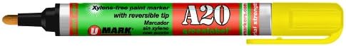 U-Mark A20 Xylene-Free Paint Marker With Reversible Tip Yellow (Pack of 12) 10706