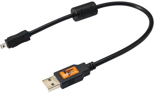 Tether Tools TetherPro 1' USB 2.0 A Male to Mini-B 8-Pin Gold-Plated Cable, Black
