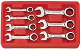 KD 9507 Gear Wrench 7 Piece 3/8-Inch to 3/4-Inch Stubby Ratcheting Box End and Open End Combination Wrench Set