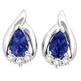 14k White Gold Tanzanite and Diamond Earrings .97 TCW