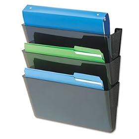 deflect-o 73604 - DocuPockets Three-Pocket Wall Set, Plastic, Letter, 13 x 4 x 7, Black