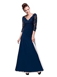 Sexy A-line V-neck 3/4 Sleeves Lace Applique Bodycon Dress/Evening Dress 