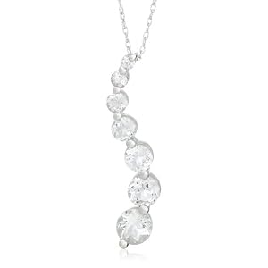 10k White Gold, April Birthstone White Topaz Journey Pendant, 18 by