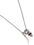 Guess Mens Leather Wrapped Tag and Rings Necklace, Silver/Brown, One Size Guess Mens Leather Wrapped Tag and Rings Necklace, Silver/Brown, One Size