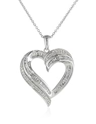 Sterling Silver Diamond Heart Pendant Necklace (1/2cttw, I-J Color, I2-I3 Clarity), 18"