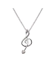 Chuvora 925 Sterling Silver Musical Note Pendant Necklace 16"