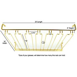 6 Channel Overhead Stemware Rack - Brass by KegWorks