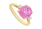 Pink Topaz and Diamond Ring : 14K Yellow Gold - 0.75 CT TGW